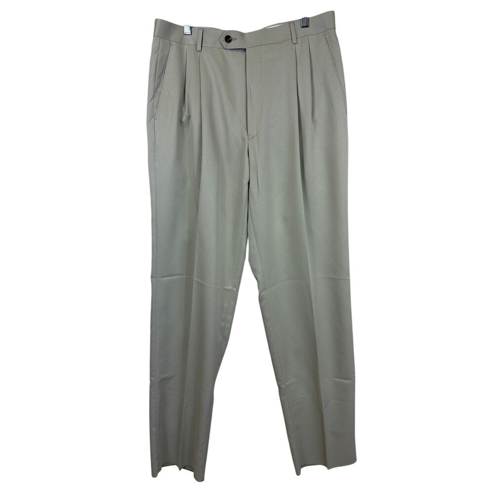 TravelSmith Beige Pleated Straight Leg Men's Travel Pants Size 34